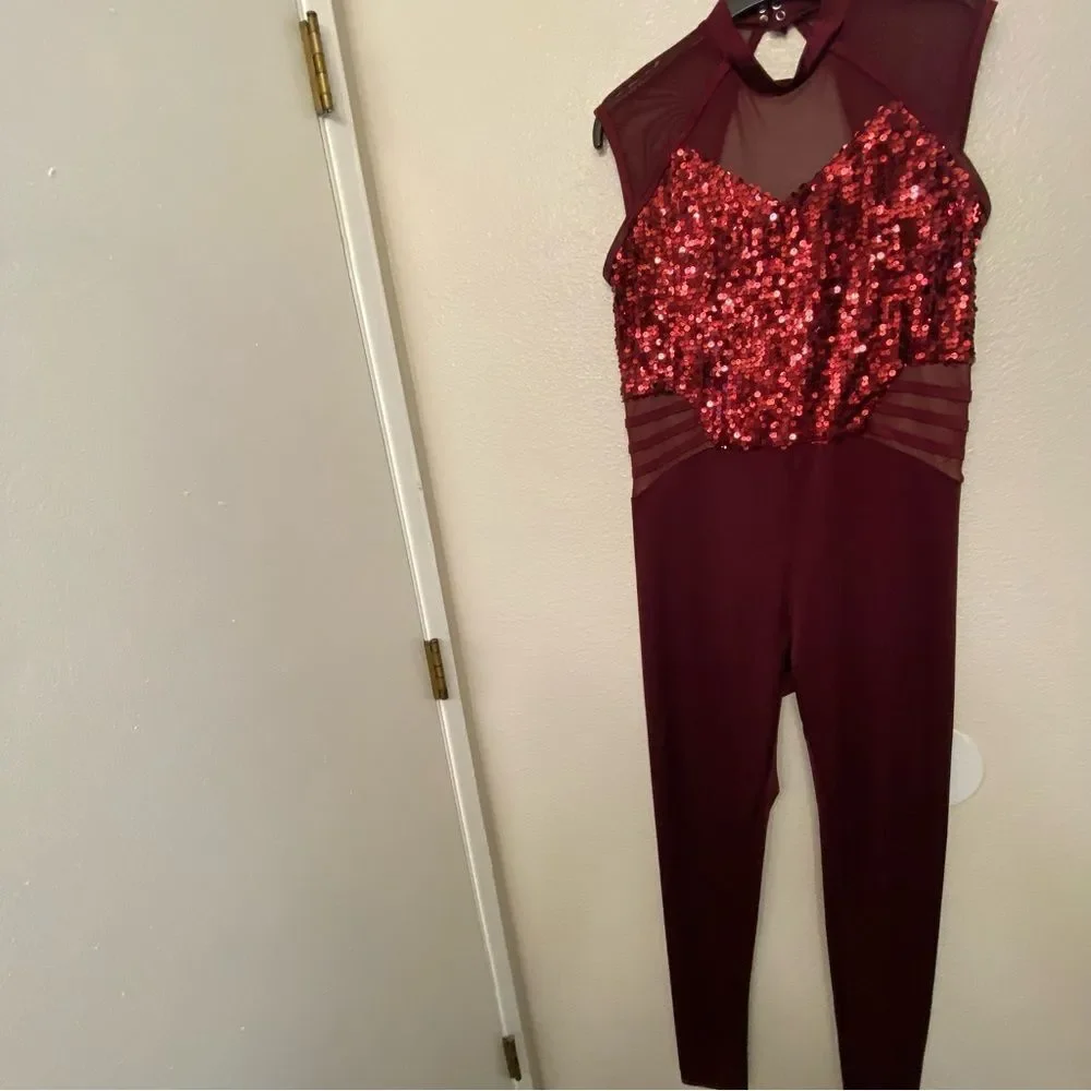 Weissman dance costume burgundy red